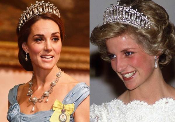 キャサリン妃、故・ダイアナ妃のティアラを身につけ晩餐会に出席