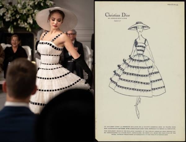 クリスチャン・ディオールがデザインしたドレスを再現『ミセス・ハリス、パリへ行く』ドレス写真＆スケッチ画像