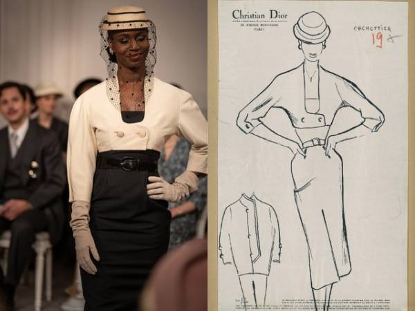 クリスチャン・ディオールがデザインしたドレスを再現『ミセス・ハリス、パリへ行く』ドレス写真＆スケッチ画像