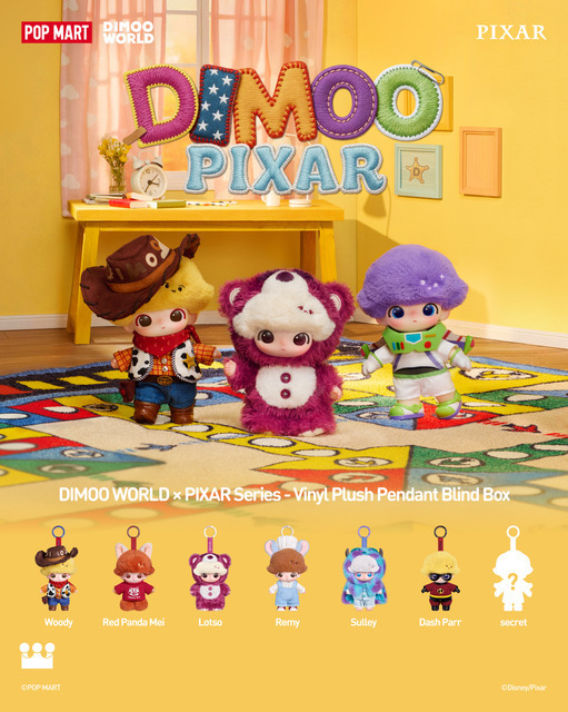 POP MART"DIMOO"がPIXARとコラボ　ウッディ＆バズのぬいぐるみペンダントやフィギュアが登場