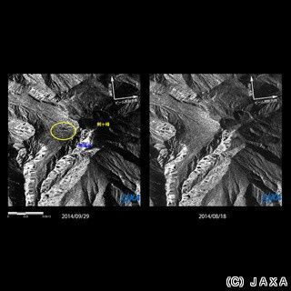 JAXA、陸域観測衛星「だいち2号」による御嶽山観測結果を内閣府などに提供