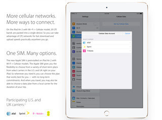 米Apple、iPad新製品にApple SIMカード - 1枚で複数の通信キャリアに対応