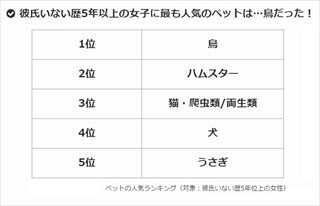 彼氏いない歴5年以上の女性が選ぶペット1位は? - 2位はハムスター