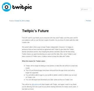 サービス終了のTwitpicがTwitterとデータの保護で合意 - 新規投稿は終了