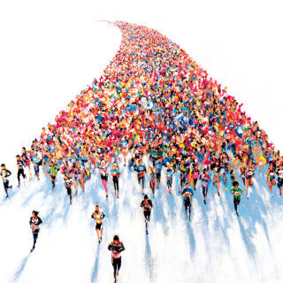 東京都・代官山でアスリートの疾走や跳躍を独自の視点で描く山下良平の個展