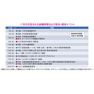 11月の金融政策、政治・経済イベント