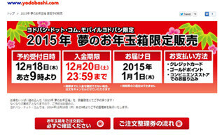 今年も激戦の予感! ヨドバシ「2015年 夢のお年玉箱」は18日9時から予約開始