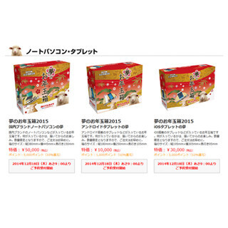 ヨドバシの「2015年 夢のお年玉箱」、予約受付は18日午前9時スタート