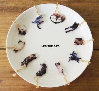 変なポーズの猫ピアス