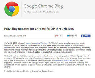 米Google、Windows XP環境におけるChromeサポートを2015年内まで続行