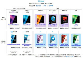 ソースネクスト、Sony Creative Software製ソフト12製品を独占販売