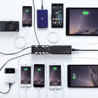 サンワ、スマホなど10台の端末を同時充電できるUSB充電器発売