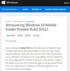 Windows 10 Mobile向け最新ビルド「Build 10512」、複数の問題を修正