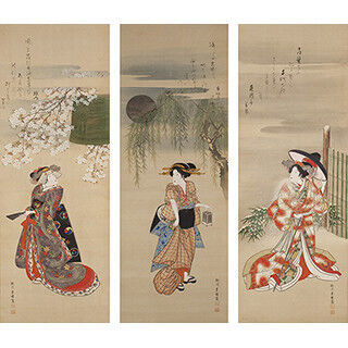 東京都・上野で絵師が絹や紙に筆で直接描いた肉筆浮世絵約130点を展示