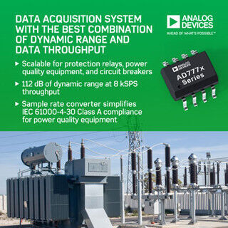ADI、スマートグリッド送配電機器監視向けデータアクイジションSoCを発表