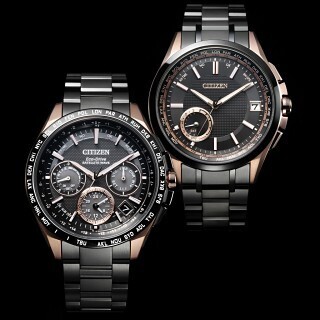シチズン、GPS衛星電波時計「ATTESA」にブラック&ピンクゴールドモデル