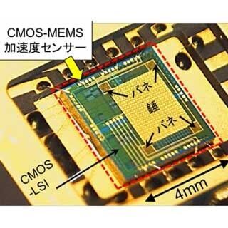 東工大、1G以下の高分解検知を実現する超小型加速度センサーを開発
