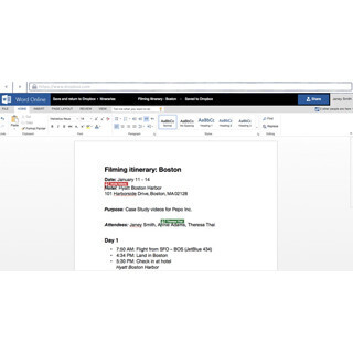 Dropbox、Office Onlineと機能統合 - 共同編集が可能に