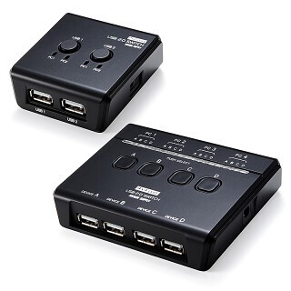 サンワダイレクト、USB機器を手軽に共有するボタン切替式のUSBセレクター