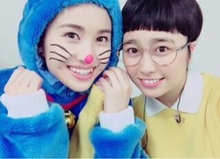 ももクロ･百田夏菜子、あーりんとの"ドラえもん&のび太"コスプレ披露