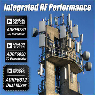 ADI、マルチバンド基地局/マイクロ波P2P無線向けRFIC製品群を発表