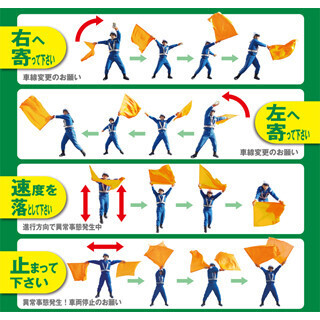 高速トリビア (9) 高速での「交通管理隊」隊員からの”旗振り合図”、その意味を知ってますか?