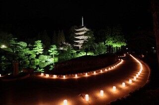 山口県で国宝五重塔の散策道をキャンドルで飾る「山口ゆらめき回廊」開催