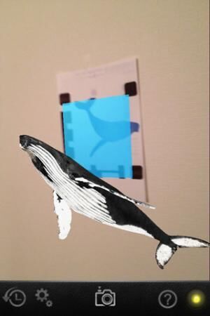 スマホから鳴き声をあげて迫る「ザトウ3Dクジラ」が出現!