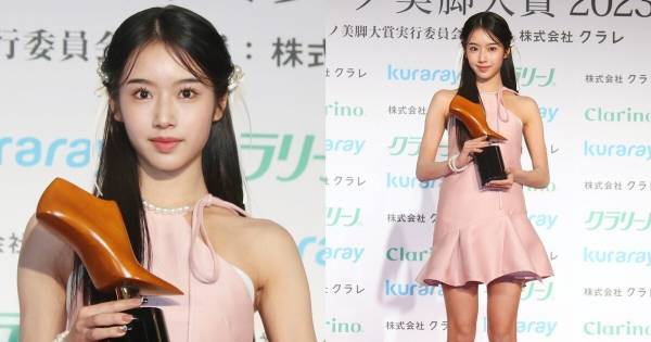 藤岡弘、の次女・天翔天音、美脚際立つミニワンピで「美脚大賞」授賞式登壇