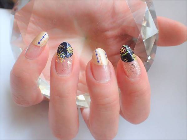 花火ネイルの簡単なやり方【マニキュアでセルフネイル】