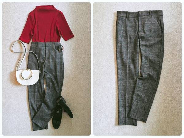 ZARAのグレンチェック柄パンツが優秀。幅広いコーデに使えます