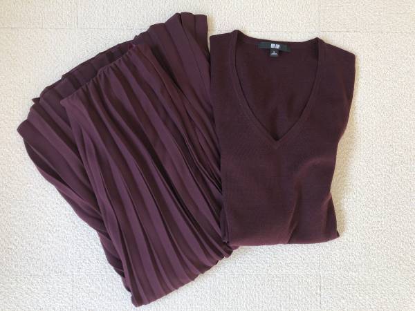 上下UNIQLOで作る「ワンピース風コーデ」が品良く、楽ちんです