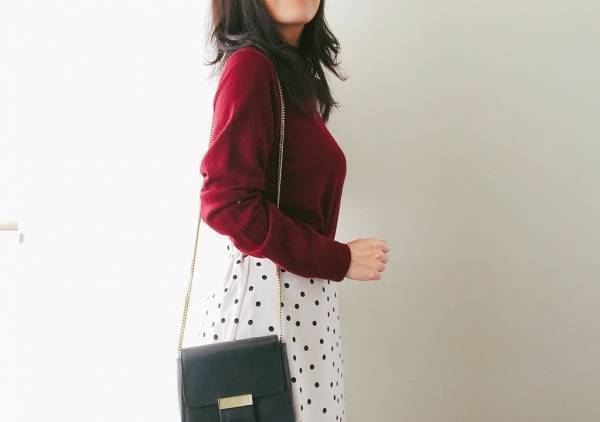 GUロングスカート＆無印良品ニットで、U4000円の大人上品コーデ