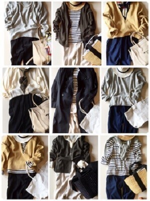 ネイビーとブラックのパンツが１本ずつあれば、少ない服で着回せる