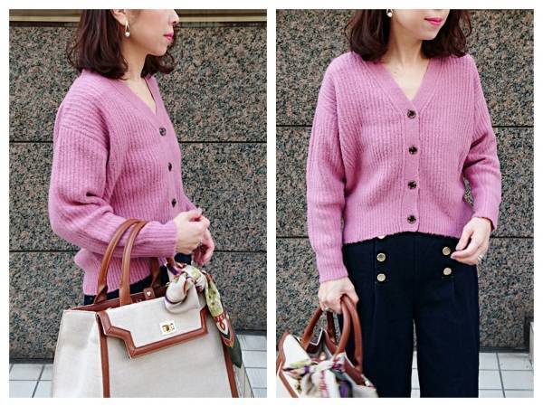 大人のピンクはデニムと合わせると甘くなりすぎない