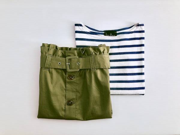 ZARAのペーパーバックスカートで細見え！　ボーダーと合わせて旬度アップ