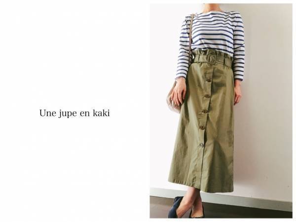 ZARAのペーパーバックスカートで細見え！　ボーダーと合わせて旬度アップ