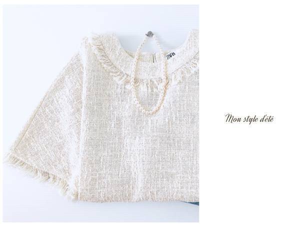 ZARAのツイードトップスは４桁プライスで上品見え！　パリジェンヌスタイルもお手のもの