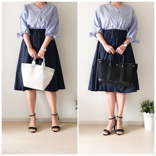 GUで値下げ中の「リボンスリーブブラウス」。七分袖が今の季節にぴったり