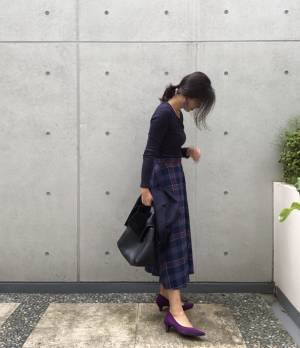 GUチェックフレアスカート1990円が買い！　秋配色で一気にトレンド感
