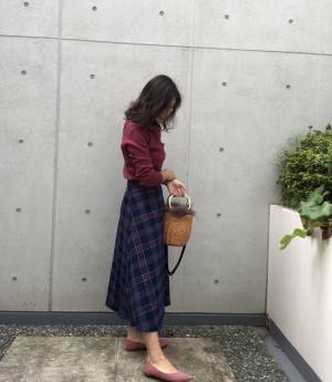 GUチェックフレアスカート1990円が買い！　秋配色で一気にトレンド感