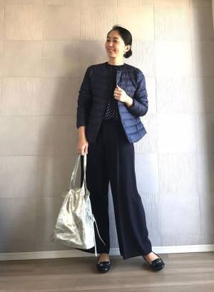 UNIQLOウルトラライトダウン。ショート丈で大人かわいいカジュアルコーデ