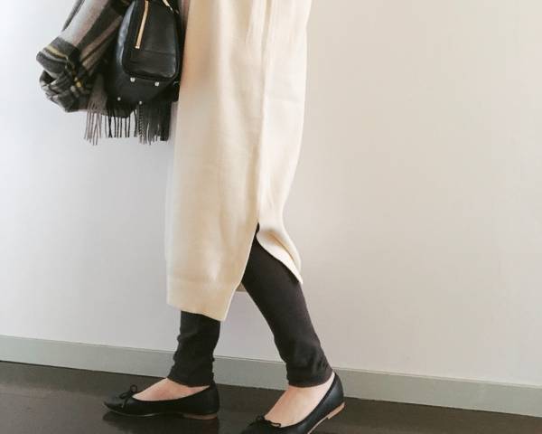 GUニットワンピース＆無印良品レギンスで、U3000円のレイヤードコーデ