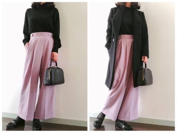 OPAQUEのワイドパンツはU3000円！　黒×パステルでマンネリ払拭コーデ