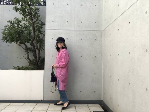 GUのストライプロングシャツが神。華やかさとスタイルアップが同時に叶う！