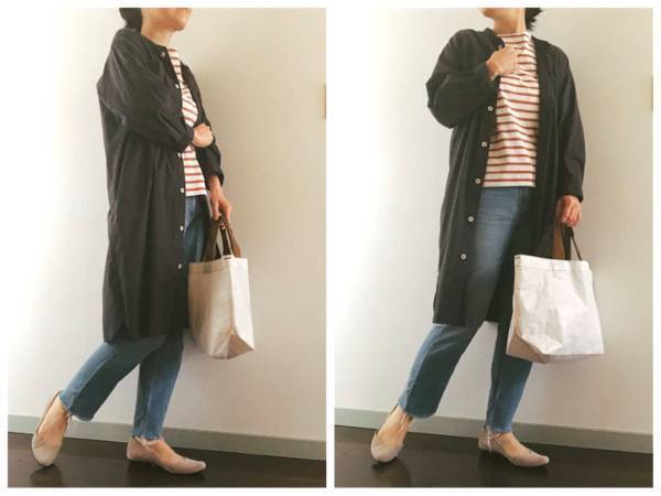 無印良品ボーダーTシャツ2990円。狙い目“今どきカラー”で春コーデ