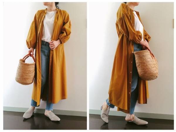 年中使えるGU名作！ 1490円のギャザーOPで旬顔レイヤードコーデ