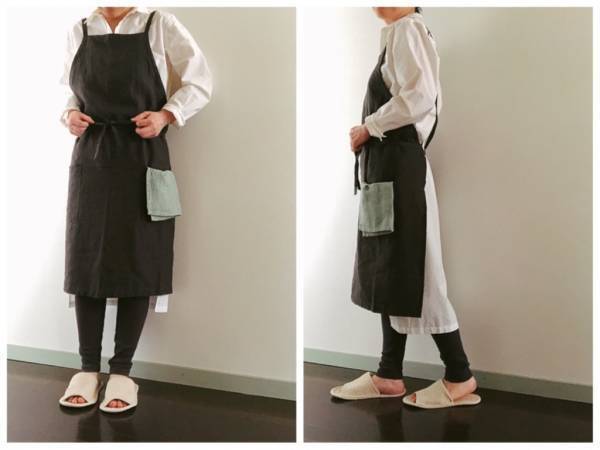 無印良品の麻エプロン2990円。おうちコーデをおしゃれに演出！