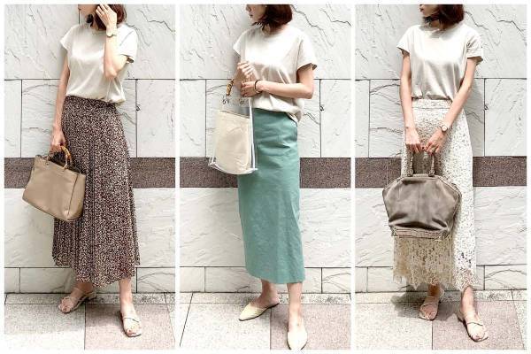 しまむら、UNIQLO、GUなどの定番服で、夏の大人の体型カバーコーデ