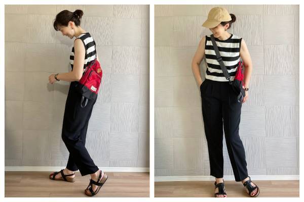 【ユニクロ】逸品！ブラックパンツで40代のカラーバッグコーデもうまくいく